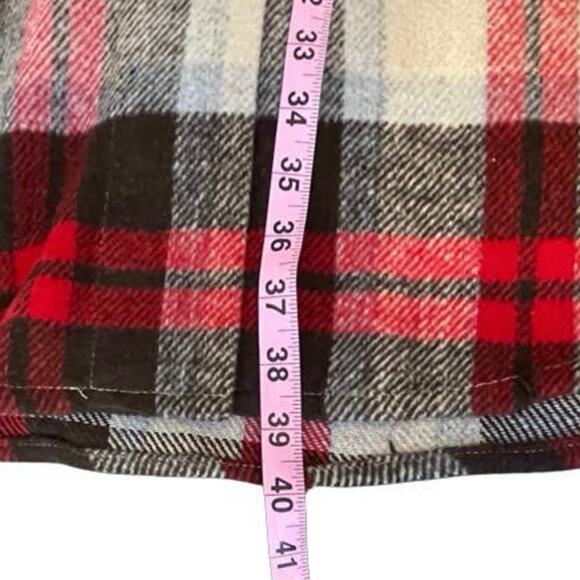 Davi & Dani Red Plaid Button Down Tie Waist Long Shacket Jacket Cardigan Medium - Picture 9 of 10